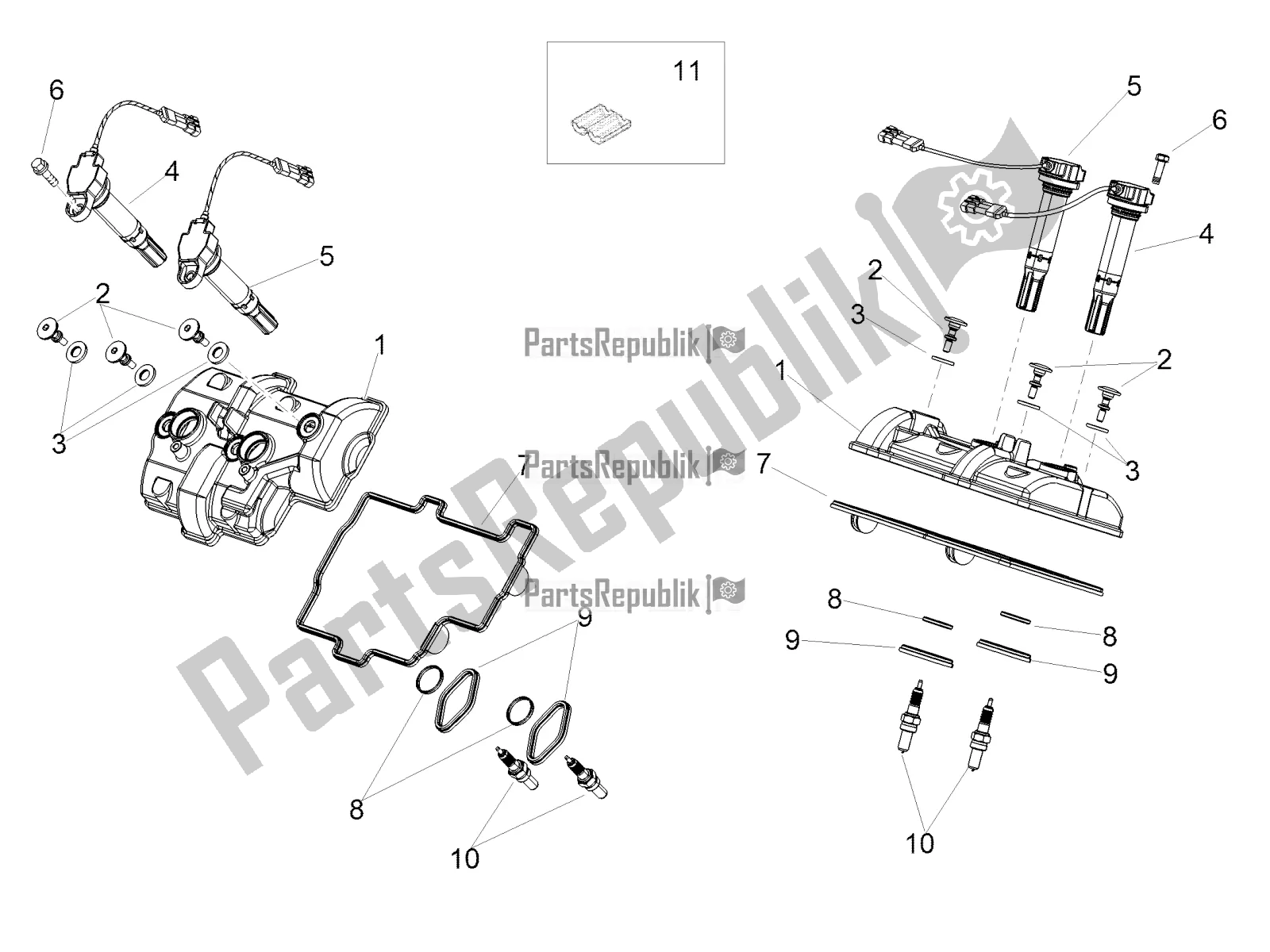 All parts for the Head Cover of the Aprilia RSV4 1100 Racing Factory ABS Apac 2019