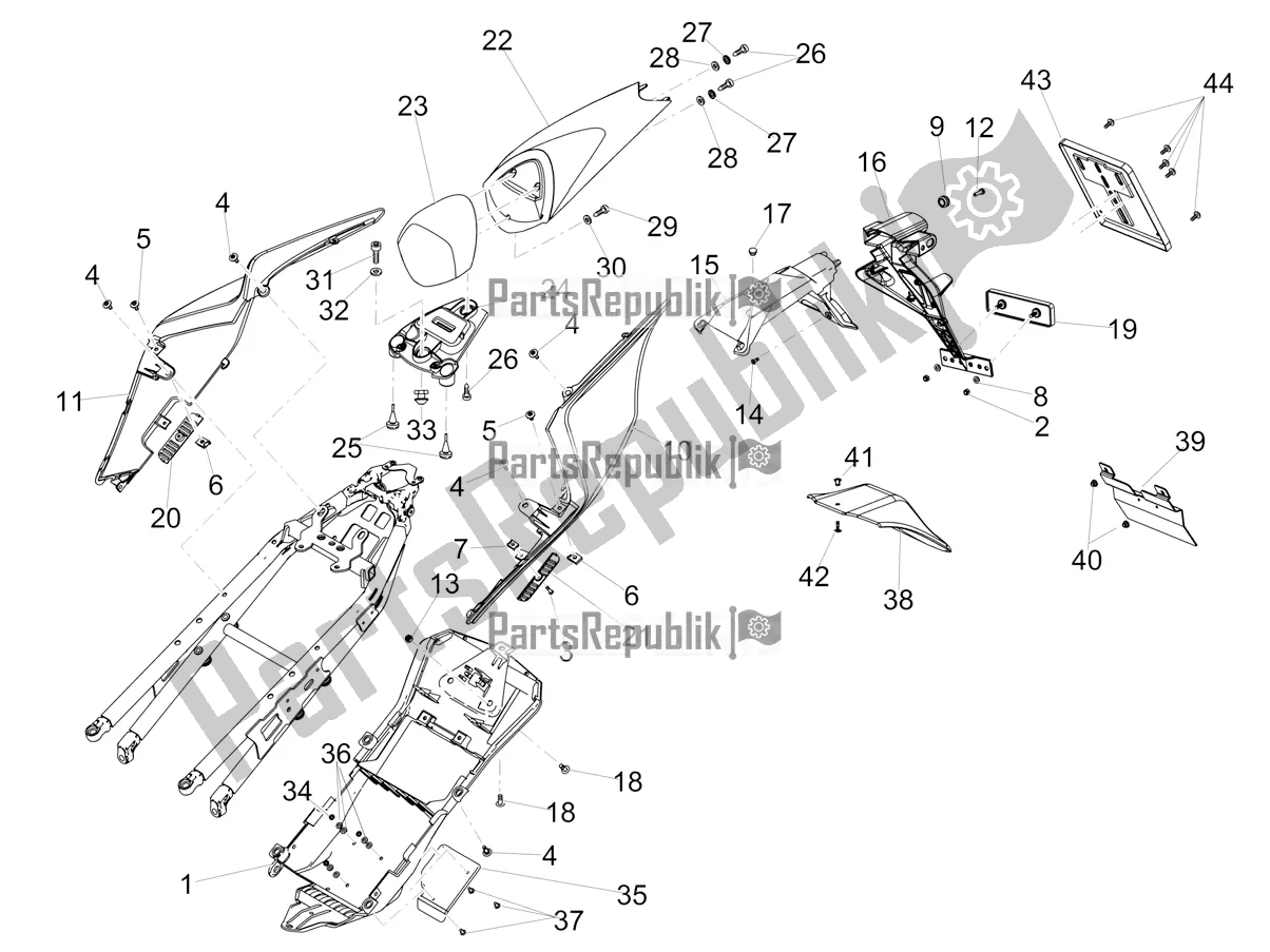 Todas as partes de Corpo Traseiro do Aprilia RSV4 1100 Racing Factory ABS Apac 2019