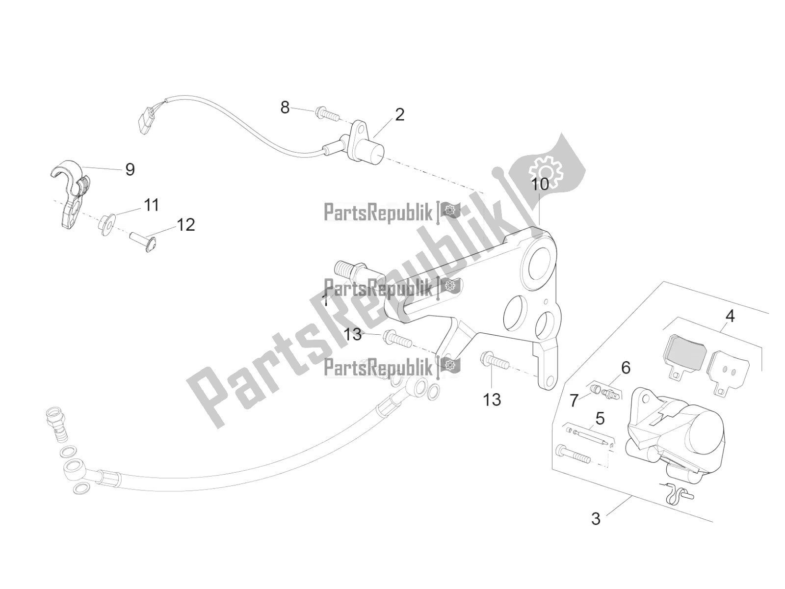 Todas as partes de Pinça De Freio Traseiro do Aprilia RSV4 1100 Racing Factory ABS Apac 2019