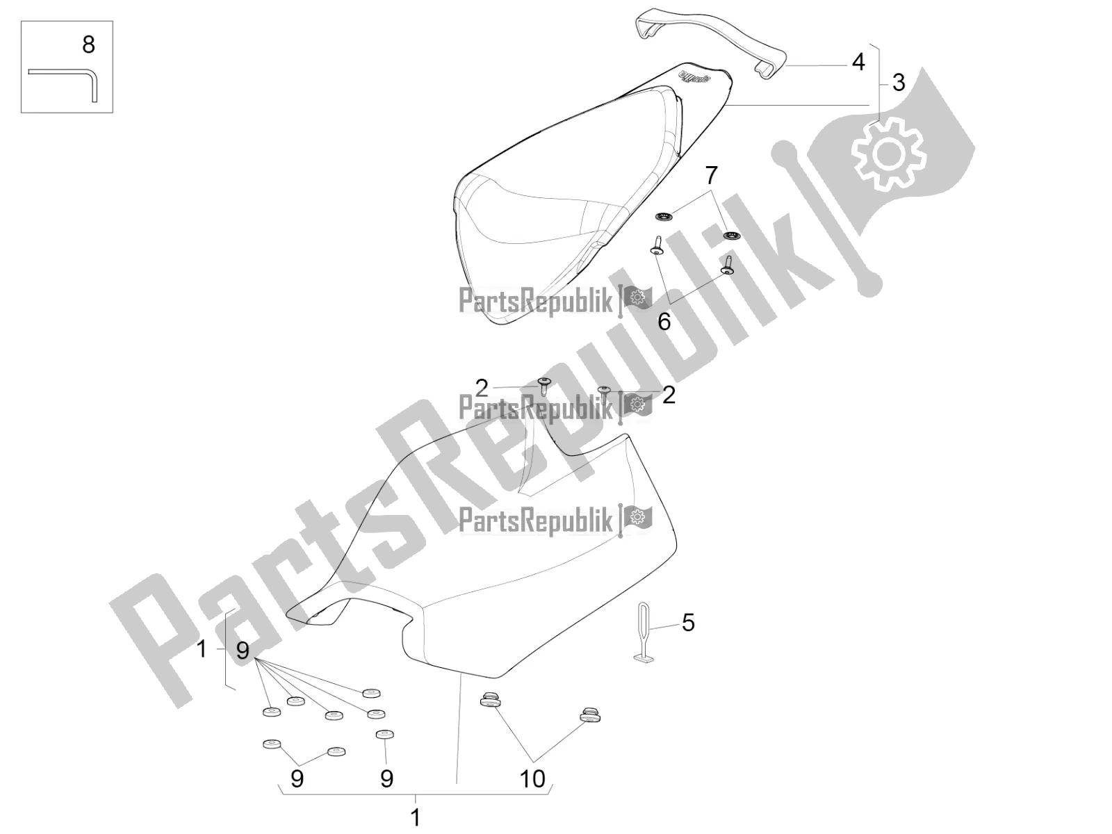 All parts for the Saddle of the Aprilia RSV4 1100 Racing Factory ABS Apac 2019