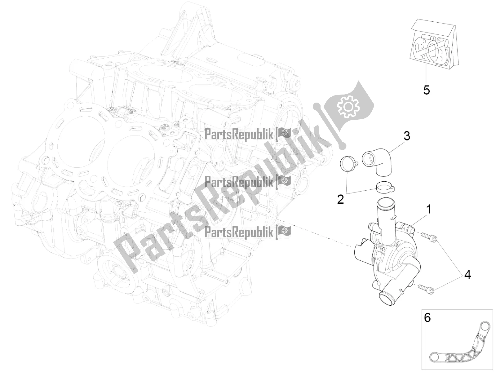 Alle onderdelen voor de Waterpomp van de Aprilia RSV4 1100 Racing Factory ABS Apac 2019