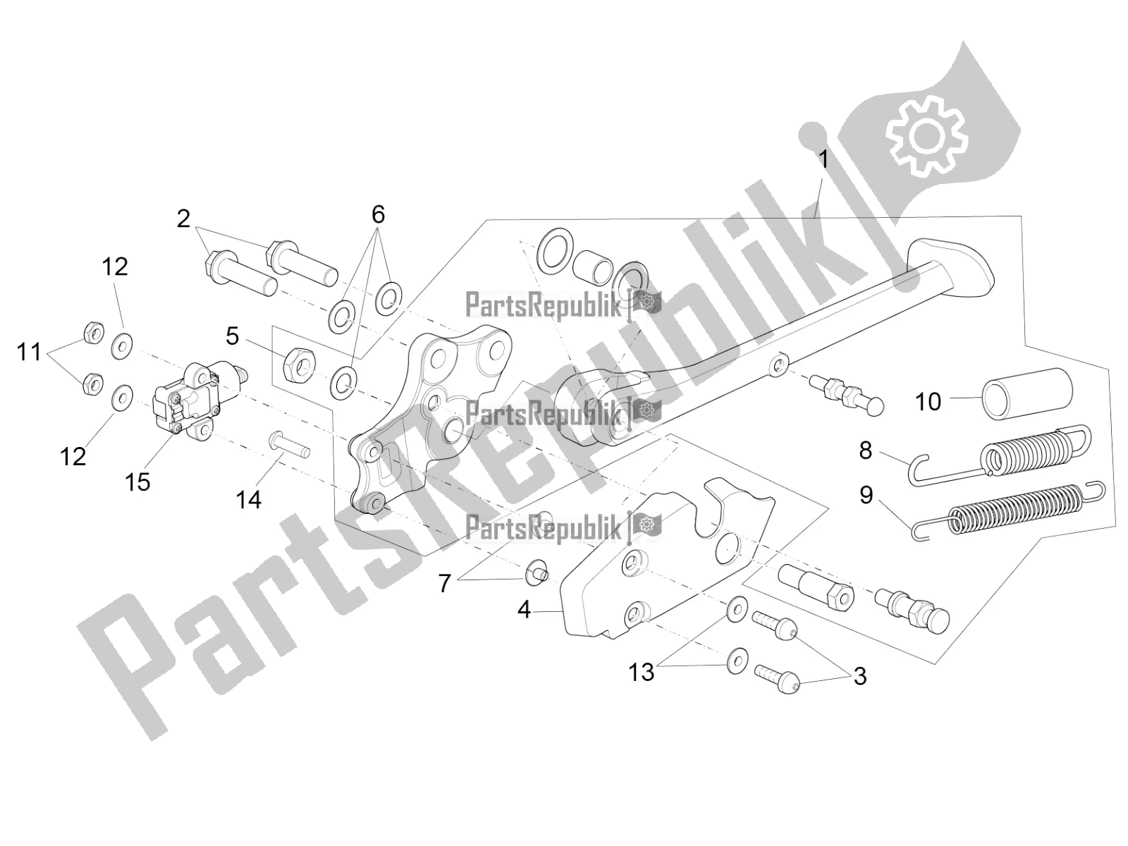 Alle onderdelen voor de Centrale Standaard van de Aprilia RSV4 1100 Racing Factory ABS Apac 2020