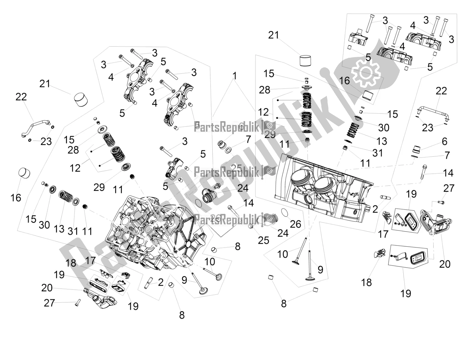 All parts for the Cylinder Head - Valves of the Aprilia RSV4 1100 Racing Factory ABS Apac 2020