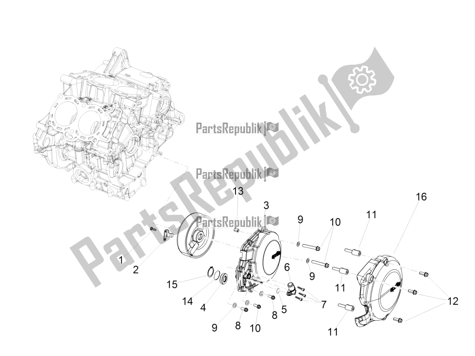 Alle onderdelen voor de Vliegwielkap van de Aprilia RSV4 1100 Racing Factory ABS Apac 2020