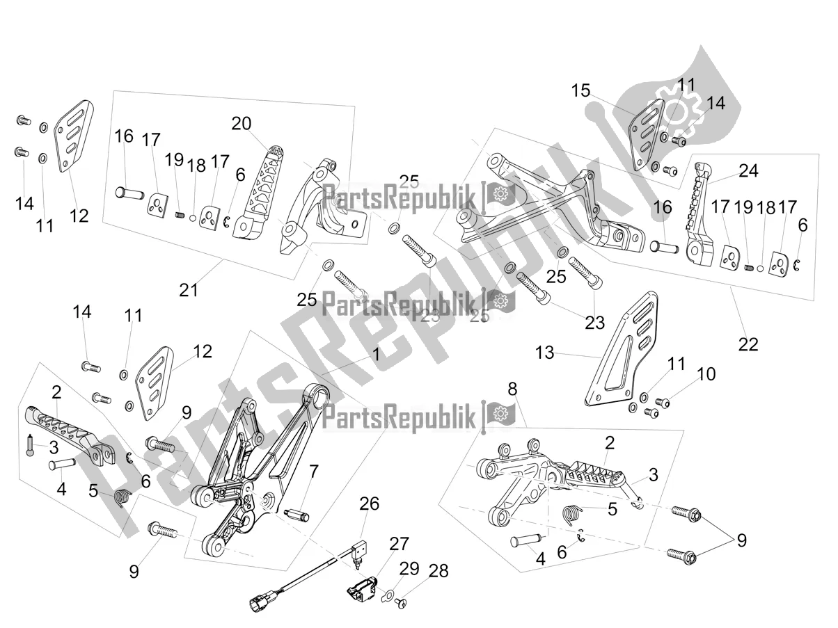 Toutes les pièces pour le Repose-pieds du Aprilia RSV4 1100 Racing Factory ABS Apac 2020