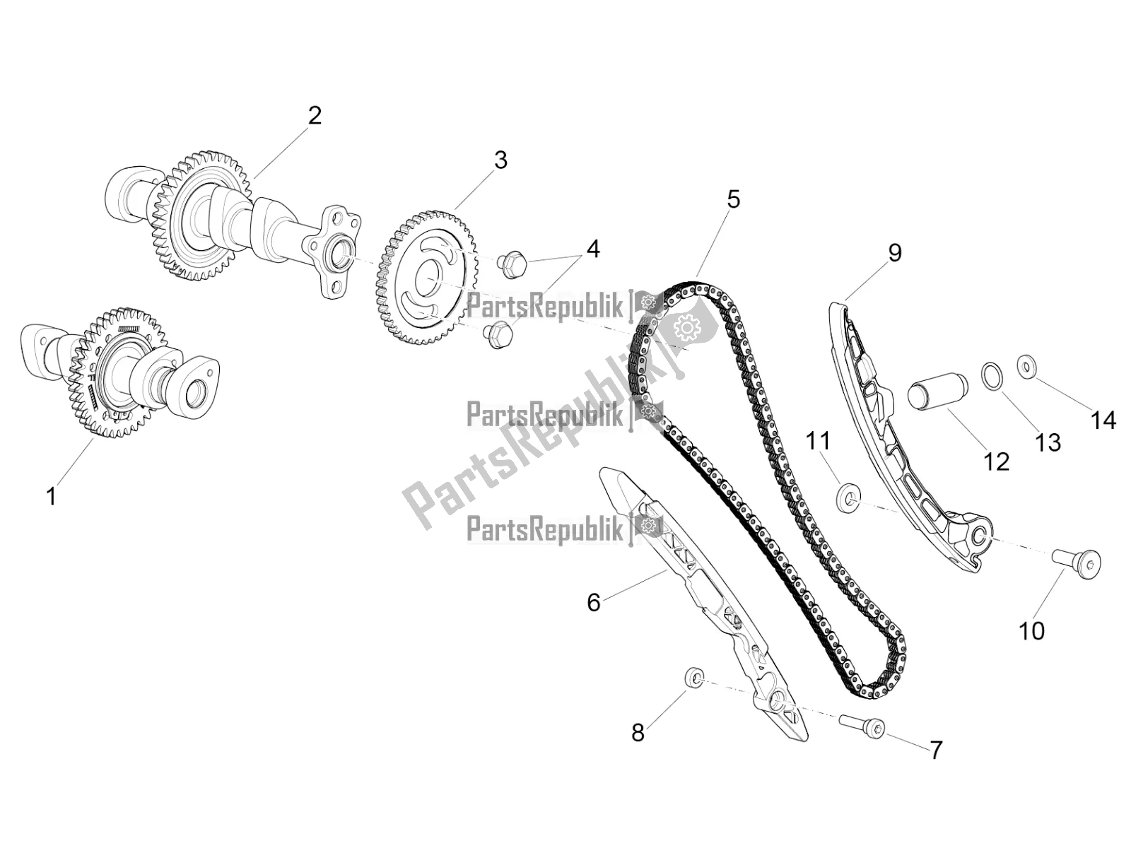 All parts for the Front Cylinder Timing System of the Aprilia RSV4 1100 Racing Factory ABS Apac 2020