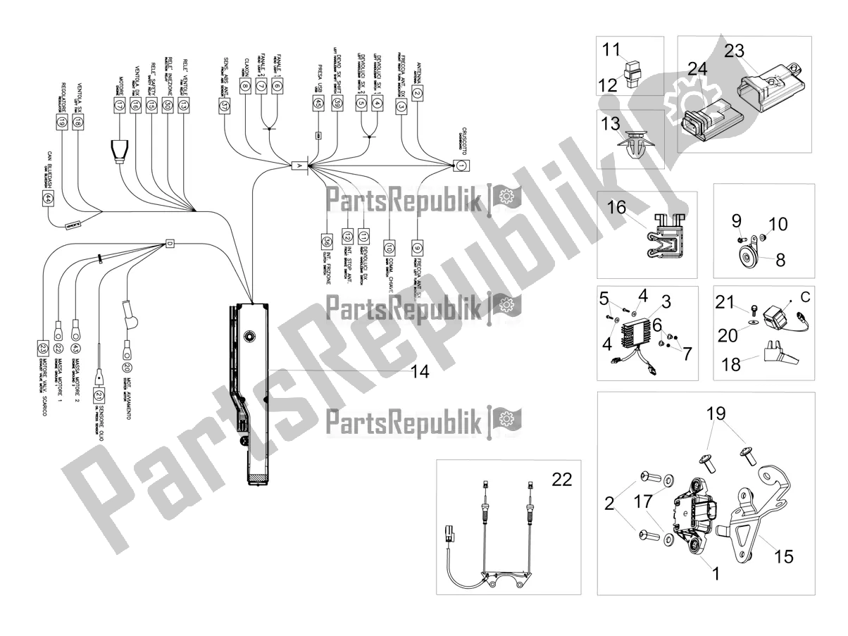 Todas as partes de Sistema Elétrico Frontal do Aprilia RSV4 1100 Racing Factory ABS Apac 2020