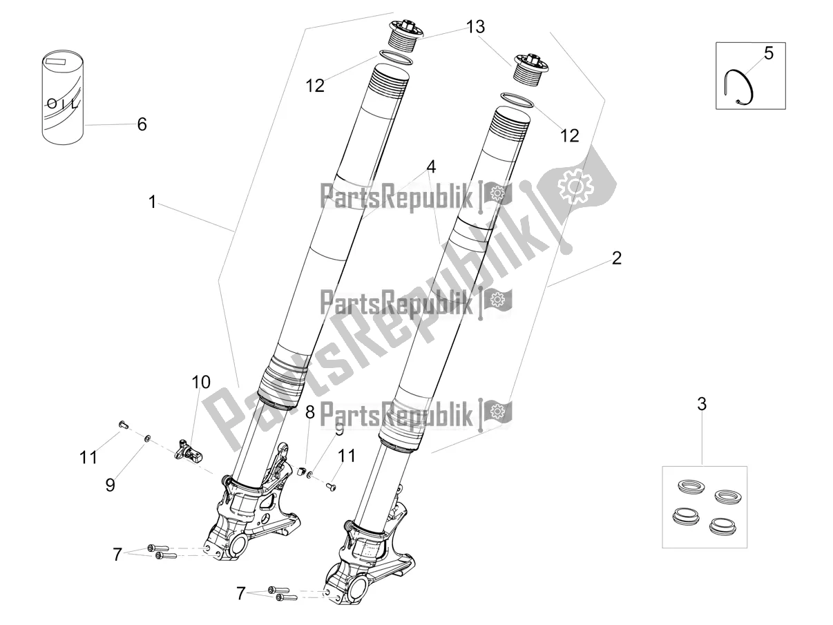 All parts for the Front Fork Ohlins of the Aprilia RSV4 1100 Racing Factory ABS Apac 2020