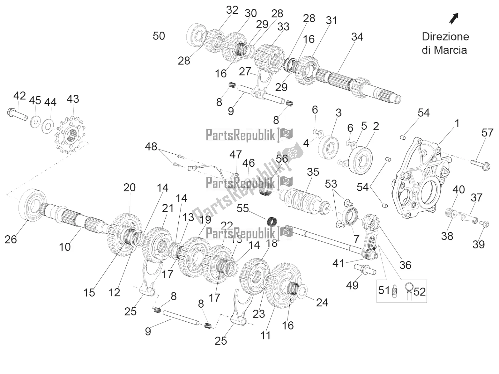 Todas as partes de Caixa De Engrenagens - Conjunto De Engrenagens do Aprilia RSV4 1100 Racing Factory ABS Apac 2020