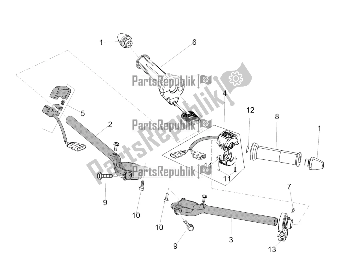 Todas as partes de Guiador - Controles do Aprilia RSV4 1100 Racing Factory ABS Apac 2020