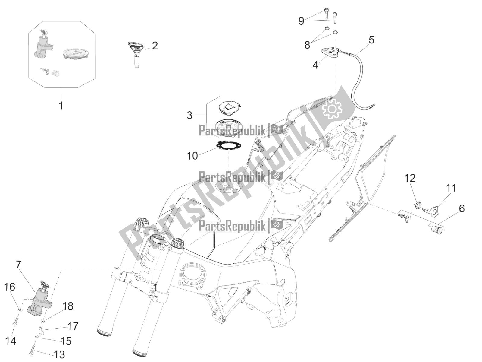 Todas as partes de Fechaduras do Aprilia RSV4 1100 Racing Factory ABS Apac 2020