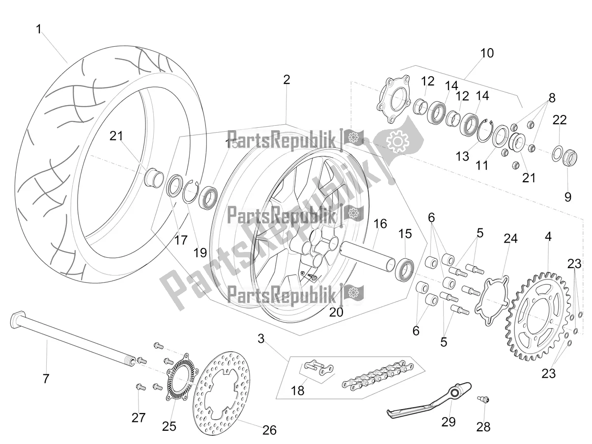 Alle onderdelen voor de Achterwiel van de Aprilia RSV4 1100 Racing Factory ABS Apac 2020