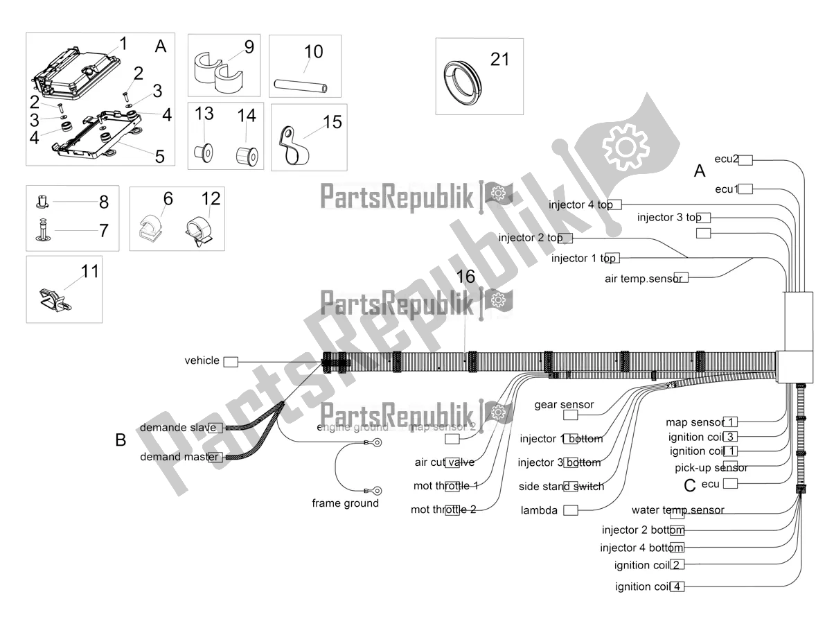 All parts for the Central Electrical System of the Aprilia RSV4 1100 Racing Factory ABS Apac 2021