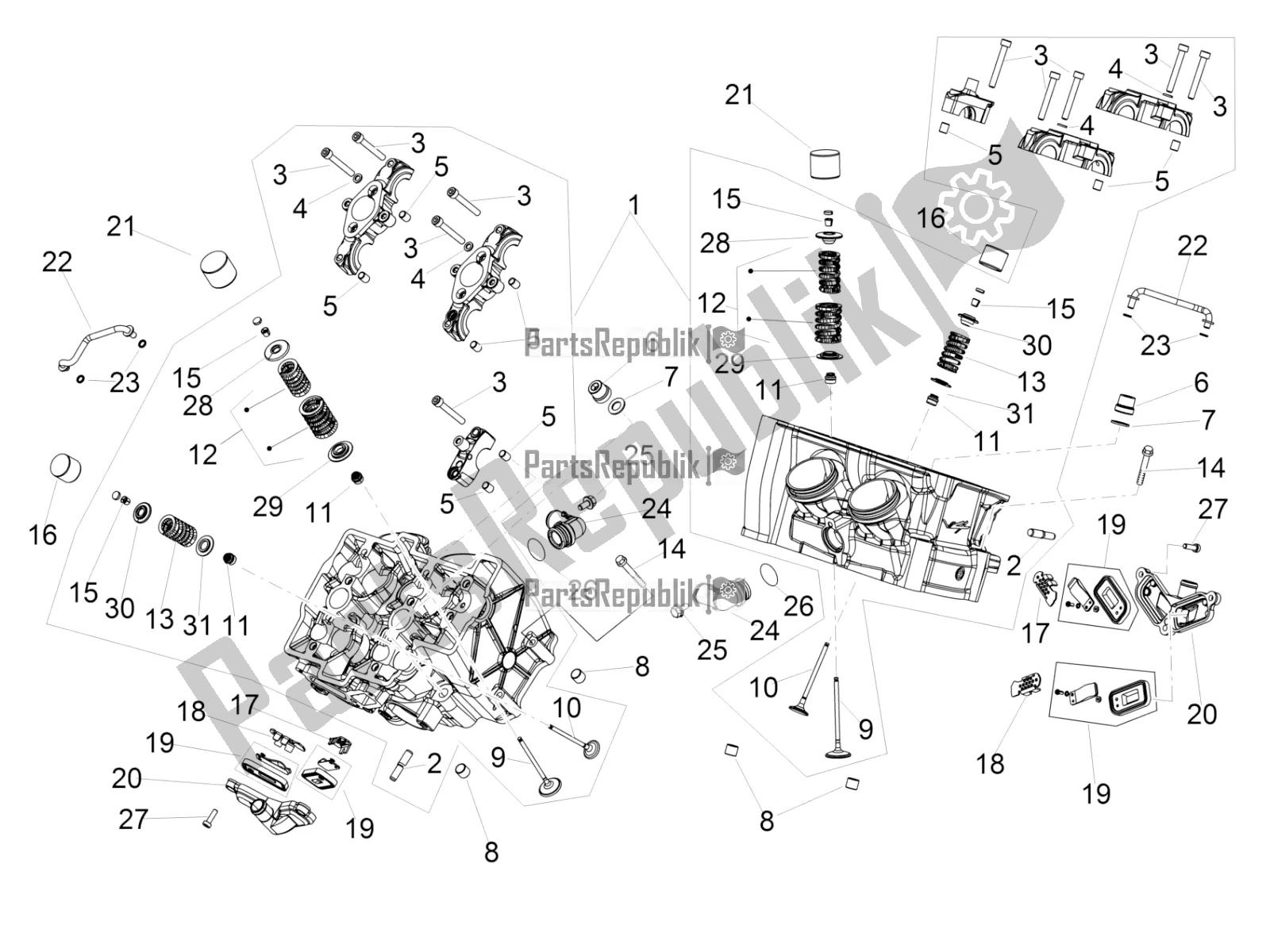 Alle onderdelen voor de Cilinderkop - Kleppen van de Aprilia RSV4 1100 Racing Factory ABS Apac 2021