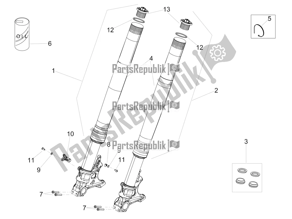 All parts for the Front Fork Ohlins of the Aprilia RSV4 1100 Racing Factory ABS Apac 2021