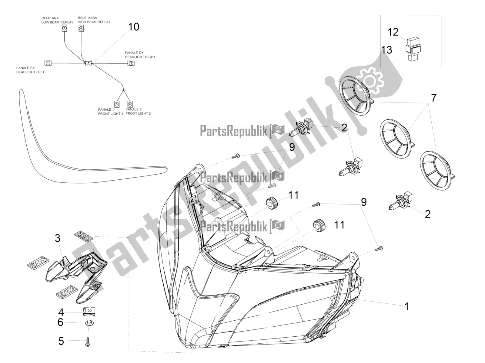 Todas las partes para Luces Delanteras de Aprilia RSV4 1100 Racing Factory ABS Apac 2021