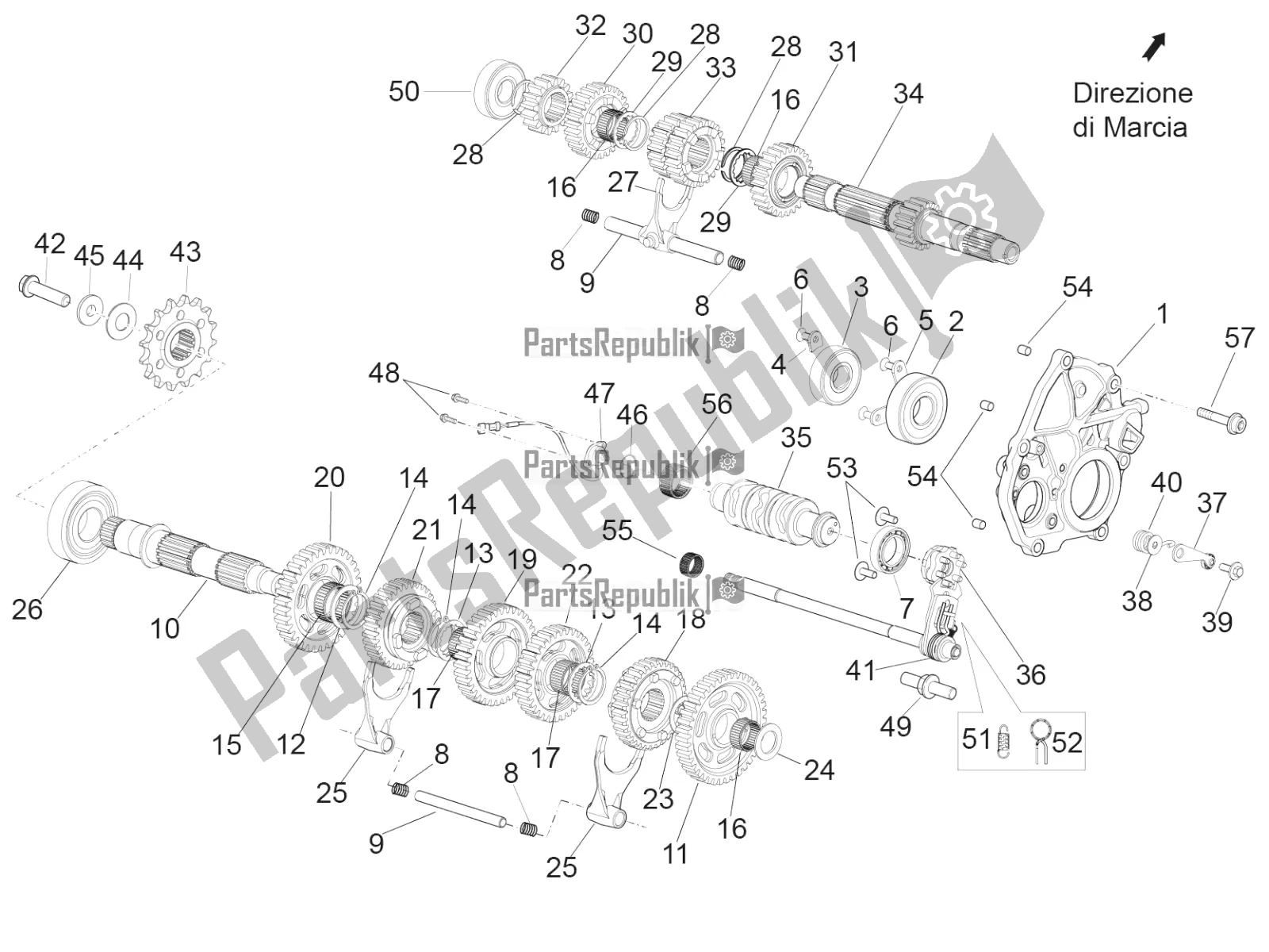 Alle Teile für das Getriebe - Getriebebaugruppe des Aprilia RSV4 1100 Racing Factory ABS Apac 2021