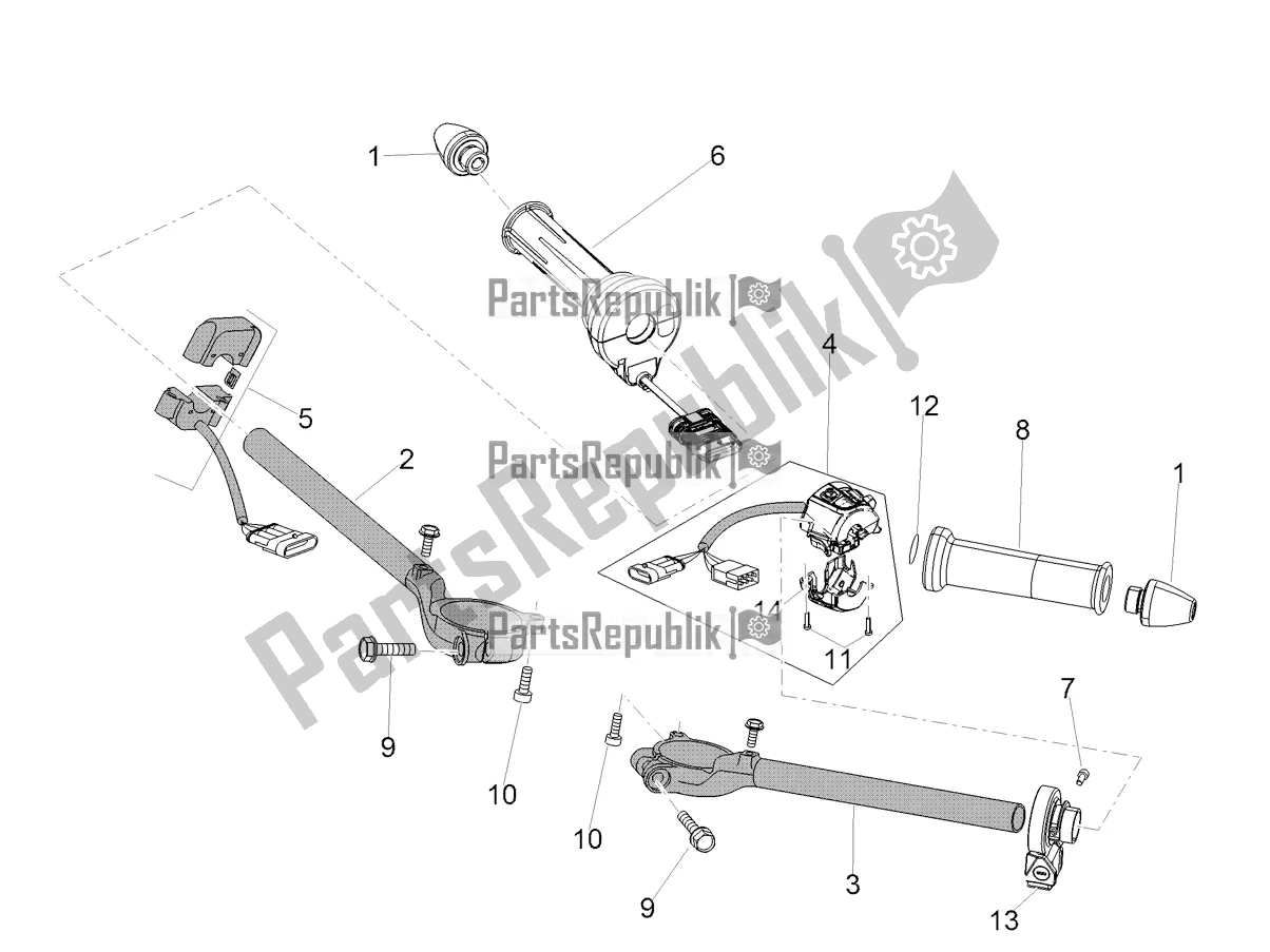 Todas as partes de Guiador - Controles do Aprilia RSV4 1100 Racing Factory ABS Apac 2021