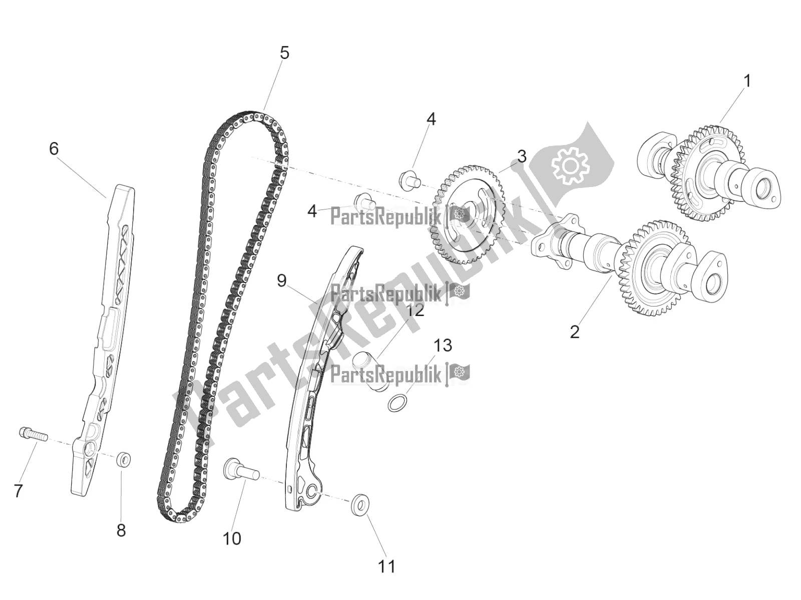 Tutte le parti per il Sistema Di Fasatura Del Cilindro Posteriore del Aprilia RSV4 1100 Racing Factory ABS Apac 2021