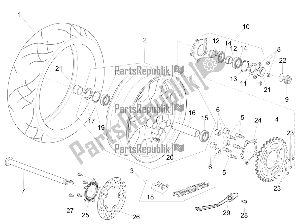 Alle onderdelen voor de Achterwiel van de Aprilia RSV4 1100 Racing Factory ABS Apac 2021