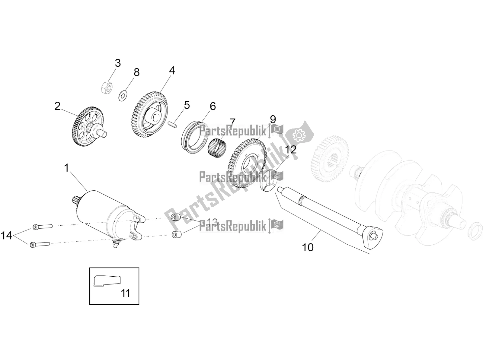 All parts for the Starter / Electric Starter of the Aprilia RSV4 1100 Racing Factory ABS Apac 2021