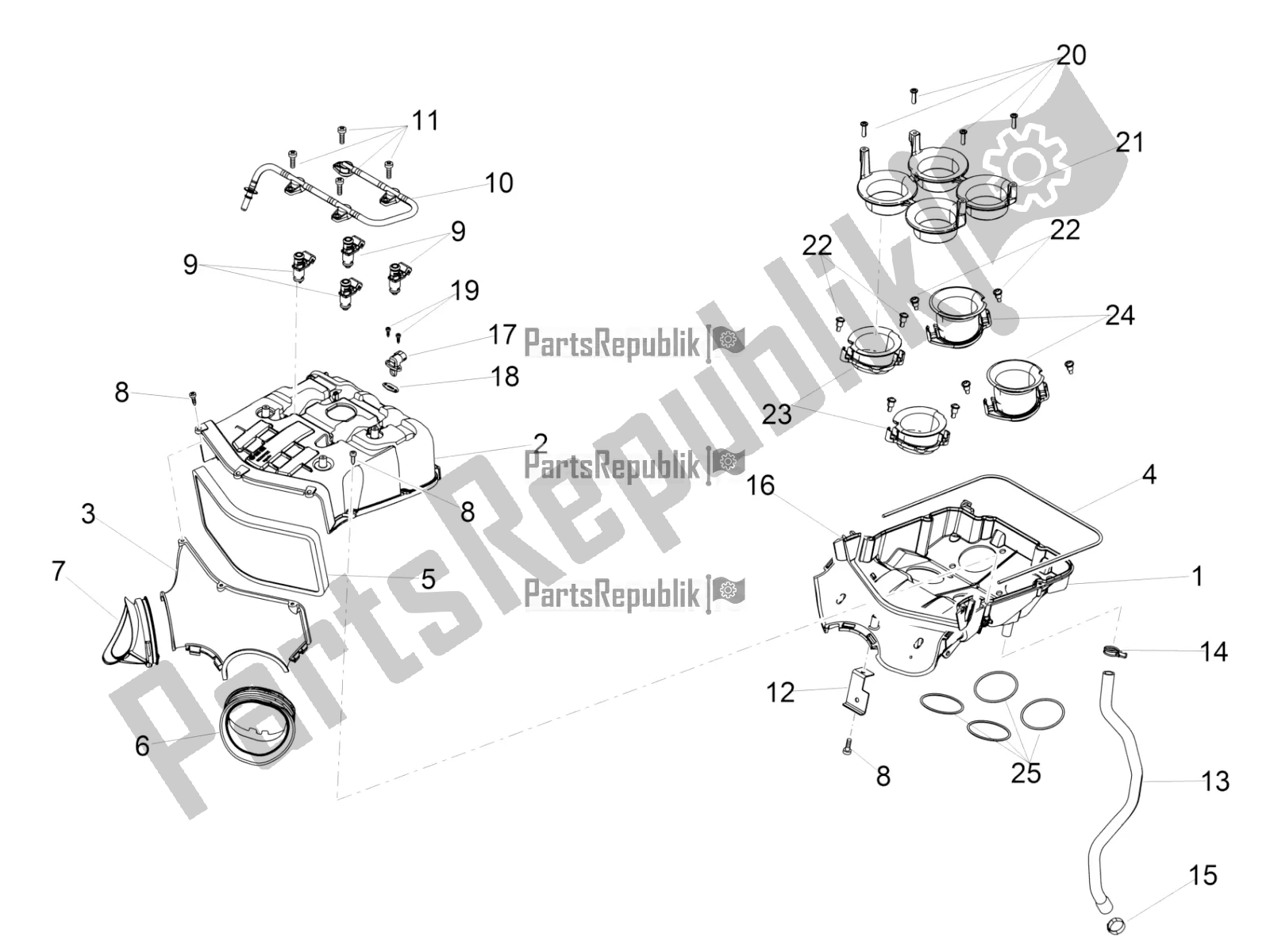 Alle onderdelen voor de Luchtfilterhuis van de Aprilia RSV4 1100 Racing Factory ABS USA 2020