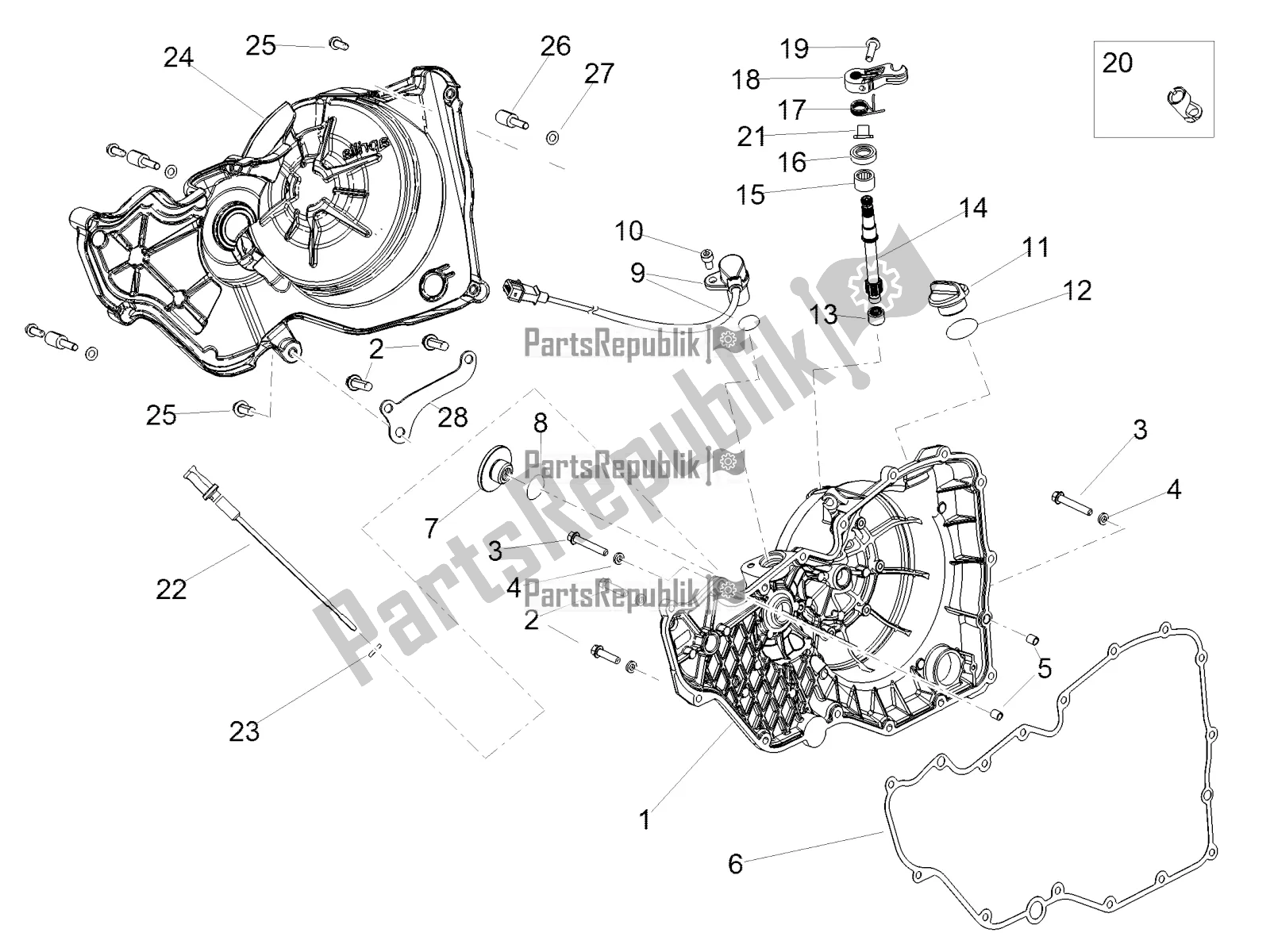 Tutte le parti per il Coperchio Frizione del Aprilia RSV4 1100 Racing Factory ABS USA 2020