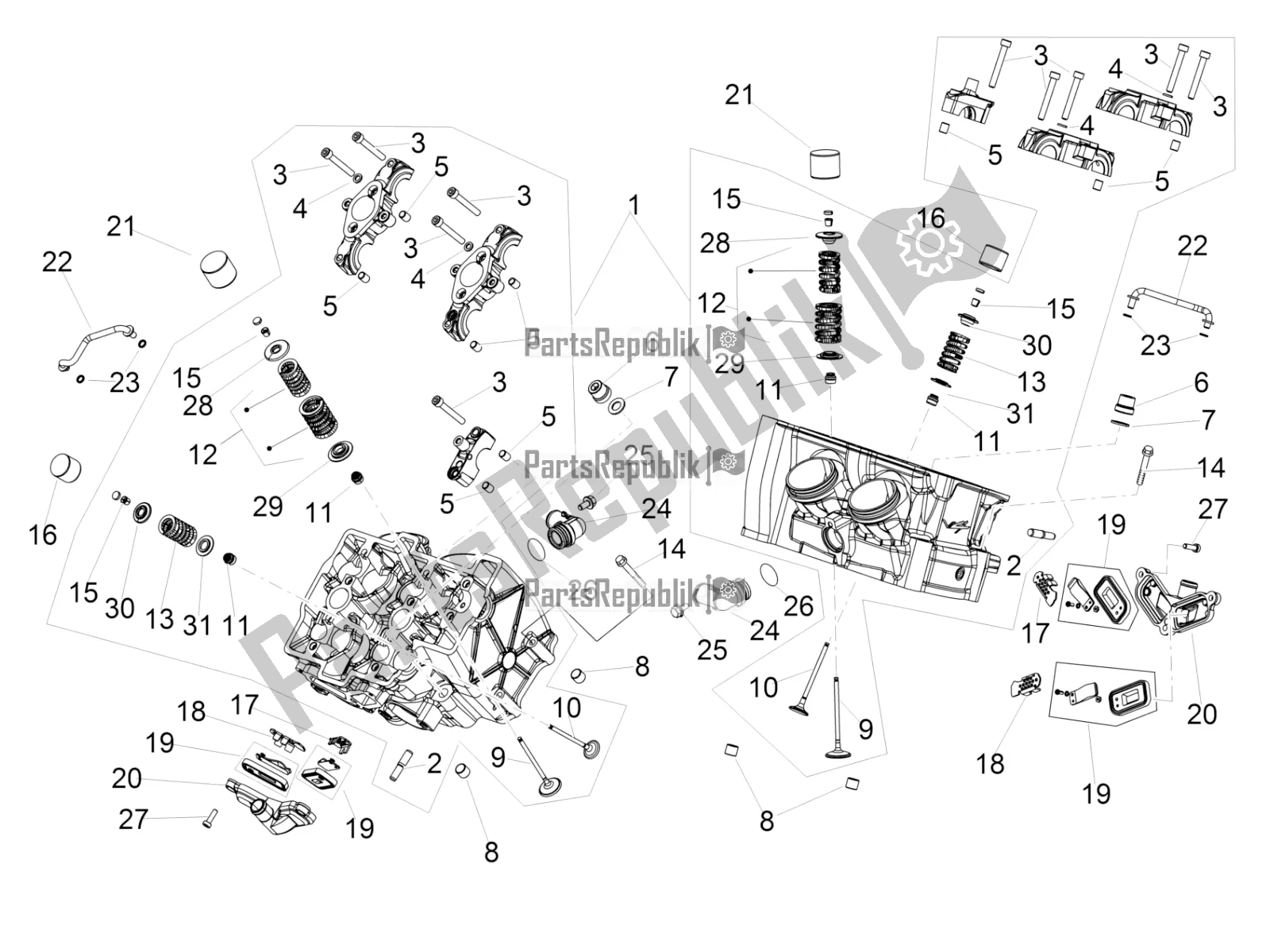 Alle onderdelen voor de Cilinderkop - Kleppen van de Aprilia RSV4 1100 Racing Factory ABS USA 2020