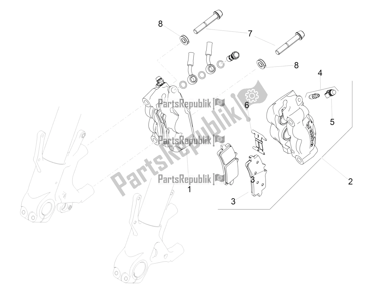 Todas las partes para Pinza De Freno Delantero de Aprilia RSV4 1100 Racing Factory ABS USA 2020