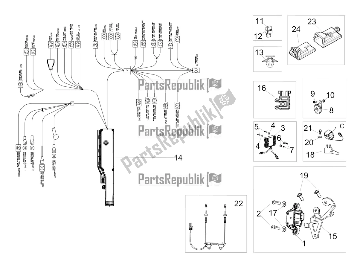 Todas las partes para Sistema Eléctrico Frontal de Aprilia RSV4 1100 Racing Factory ABS USA 2020