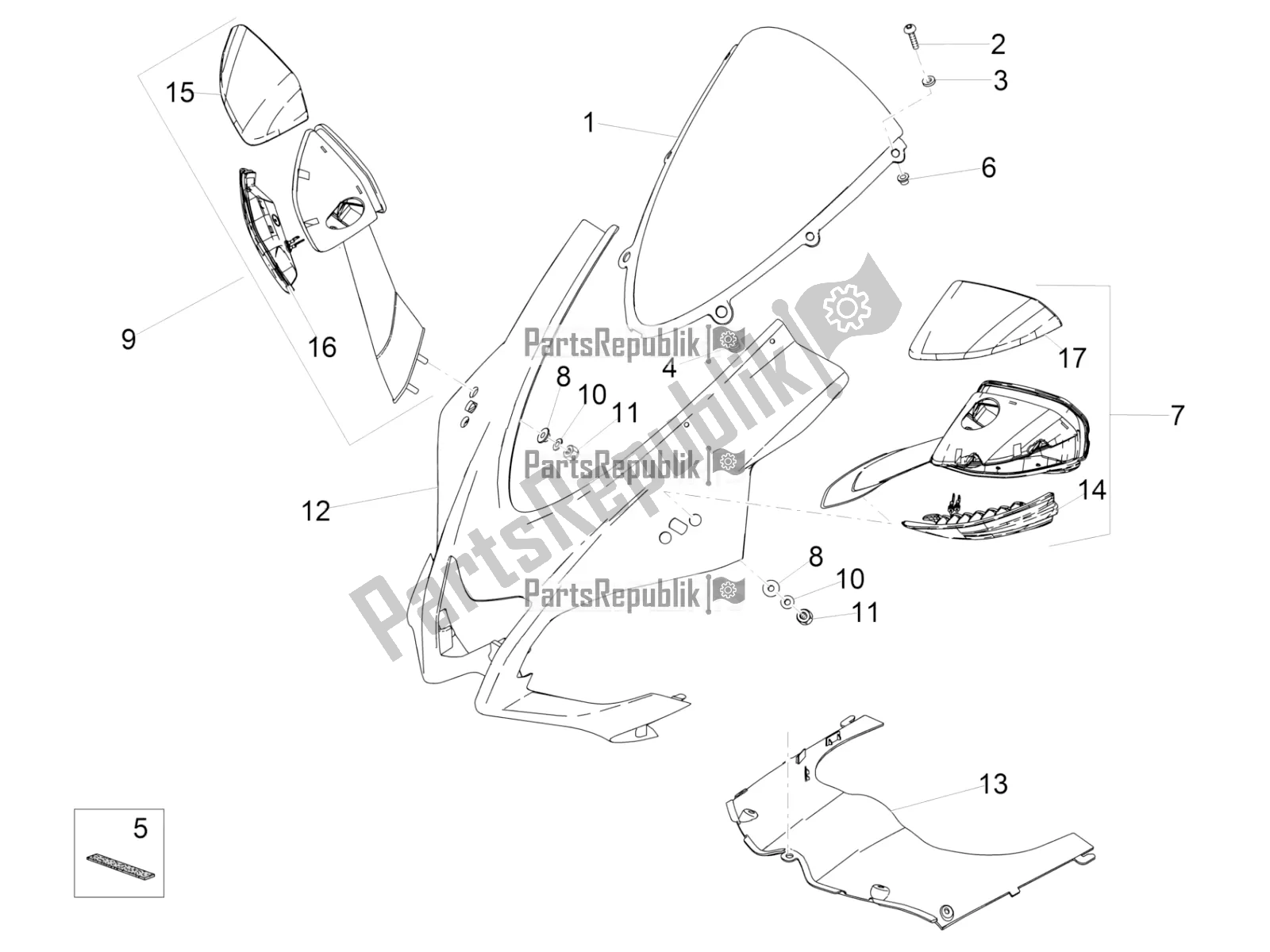 Alle onderdelen voor de Kuip van de Aprilia RSV4 1100 Racing Factory ABS USA 2020