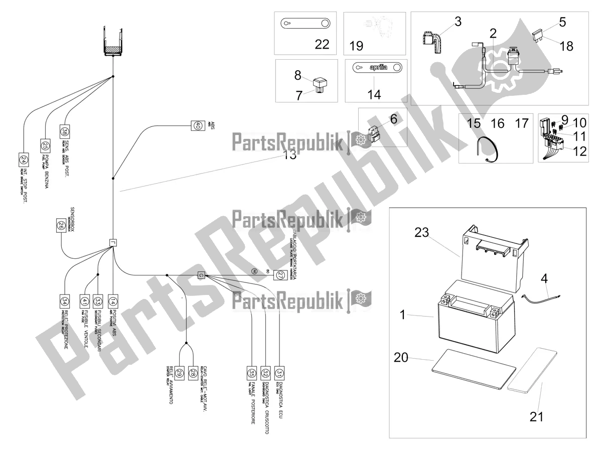 Tutte le parti per il Impianto Elettrico Posteriore del Aprilia RSV4 1100 Racing Factory ABS USA 2020