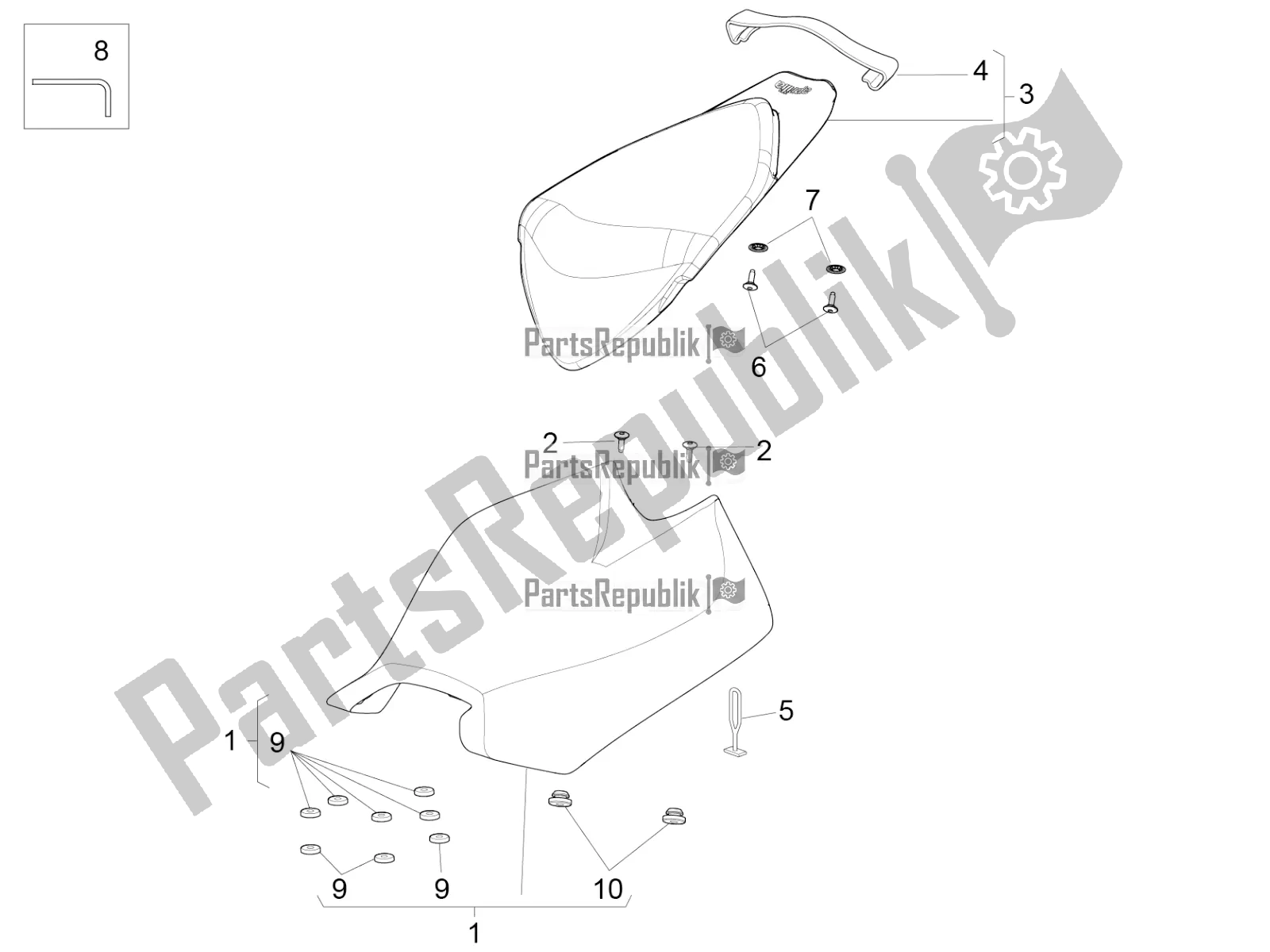 Todas las partes para Ensillar de Aprilia RSV4 1100 Racing Factory ABS USA 2020