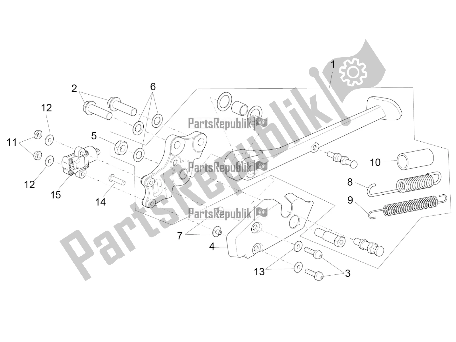 Alle onderdelen voor de Centrale Standaard van de Aprilia RSV4 1100 Racing Factory ABS USA 2021