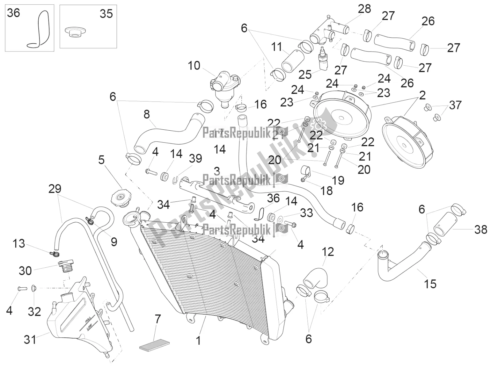 Toutes les pièces pour le Système De Refroidissement du Aprilia RSV4 1100 Racing Factory ABS USA 2021