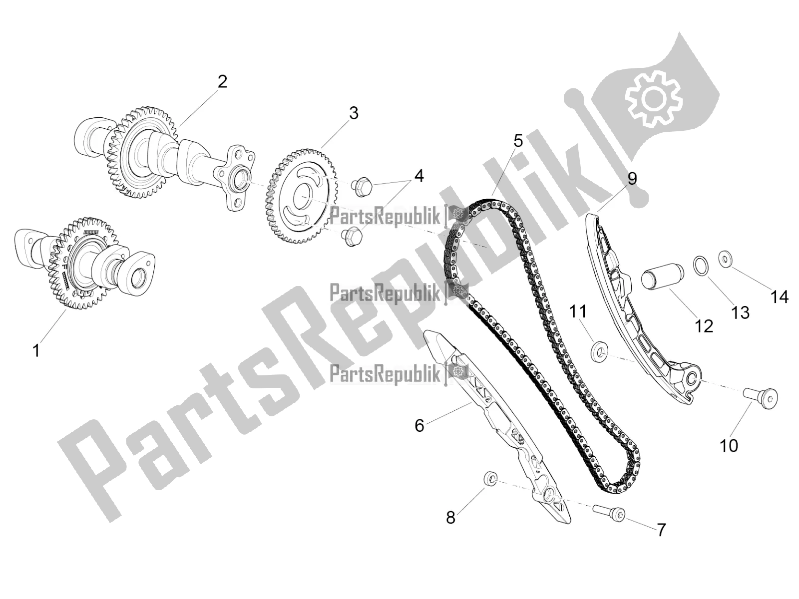 Alle Teile für das Vorderes Zylindersteuerungssystem des Aprilia RSV4 1100 Racing Factory ABS USA 2021