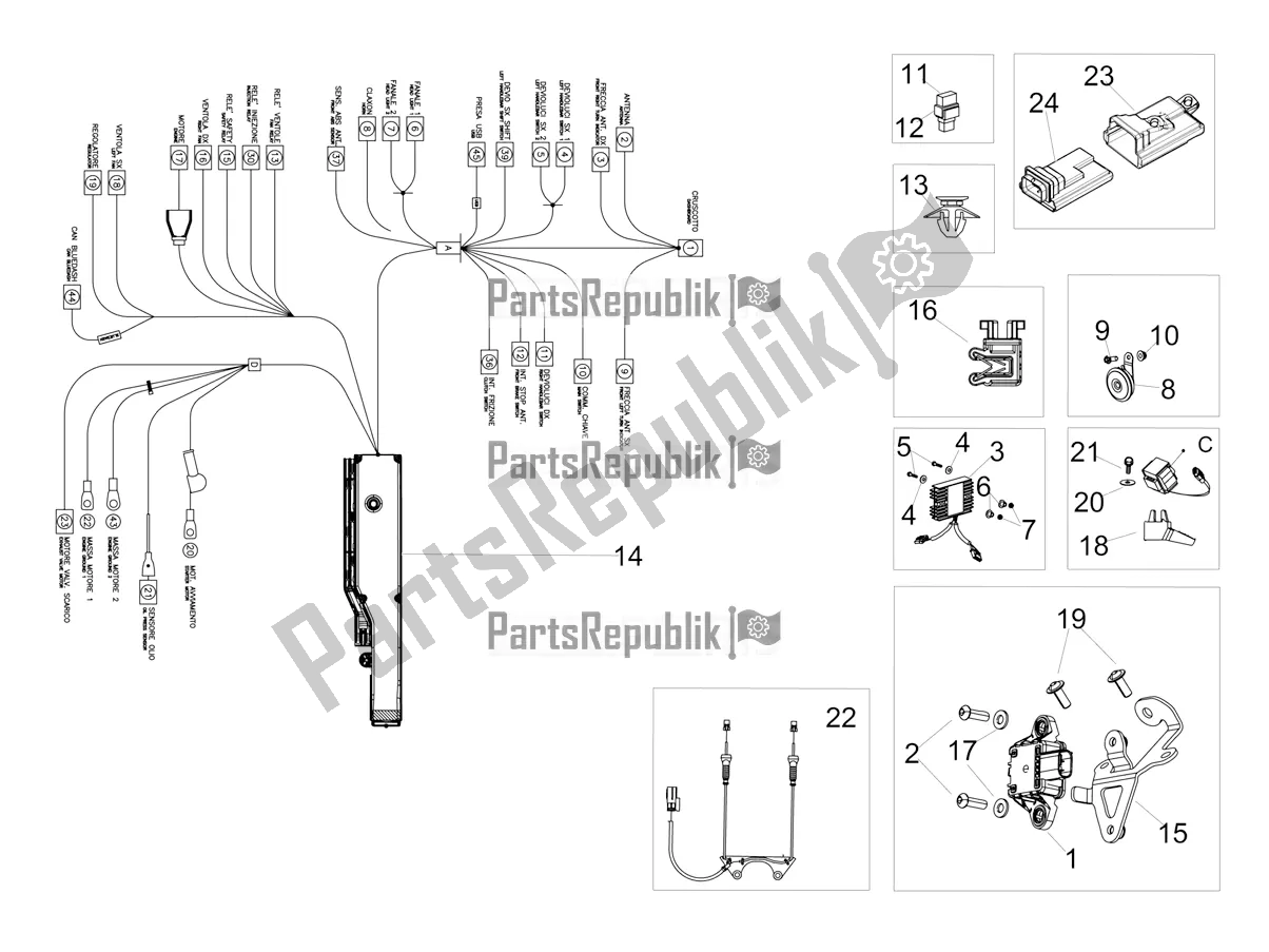 Todas as partes de Sistema Elétrico Frontal do Aprilia RSV4 1100 Racing Factory ABS USA 2021