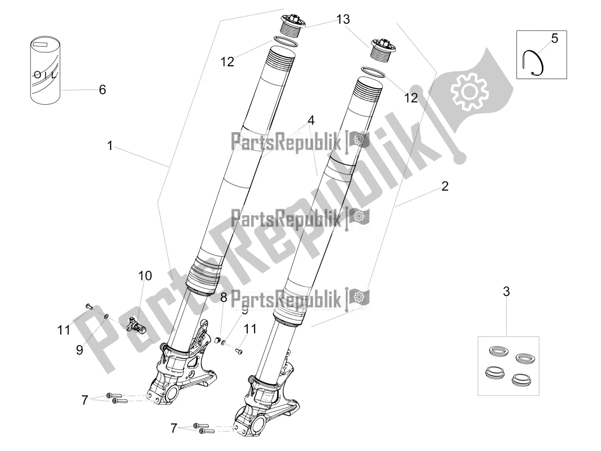 Todas las partes para Horquilla Delantera Ohlins de Aprilia RSV4 1100 Racing Factory ABS USA 2021