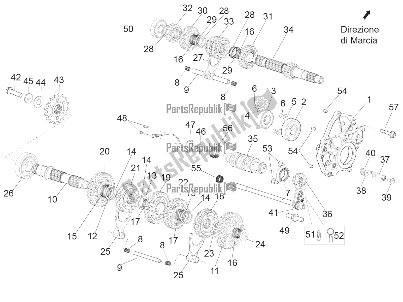 Alle onderdelen voor de Versnellingsbak - Versnellingsbak van de Aprilia RSV4 1100 Racing Factory ABS USA 2021