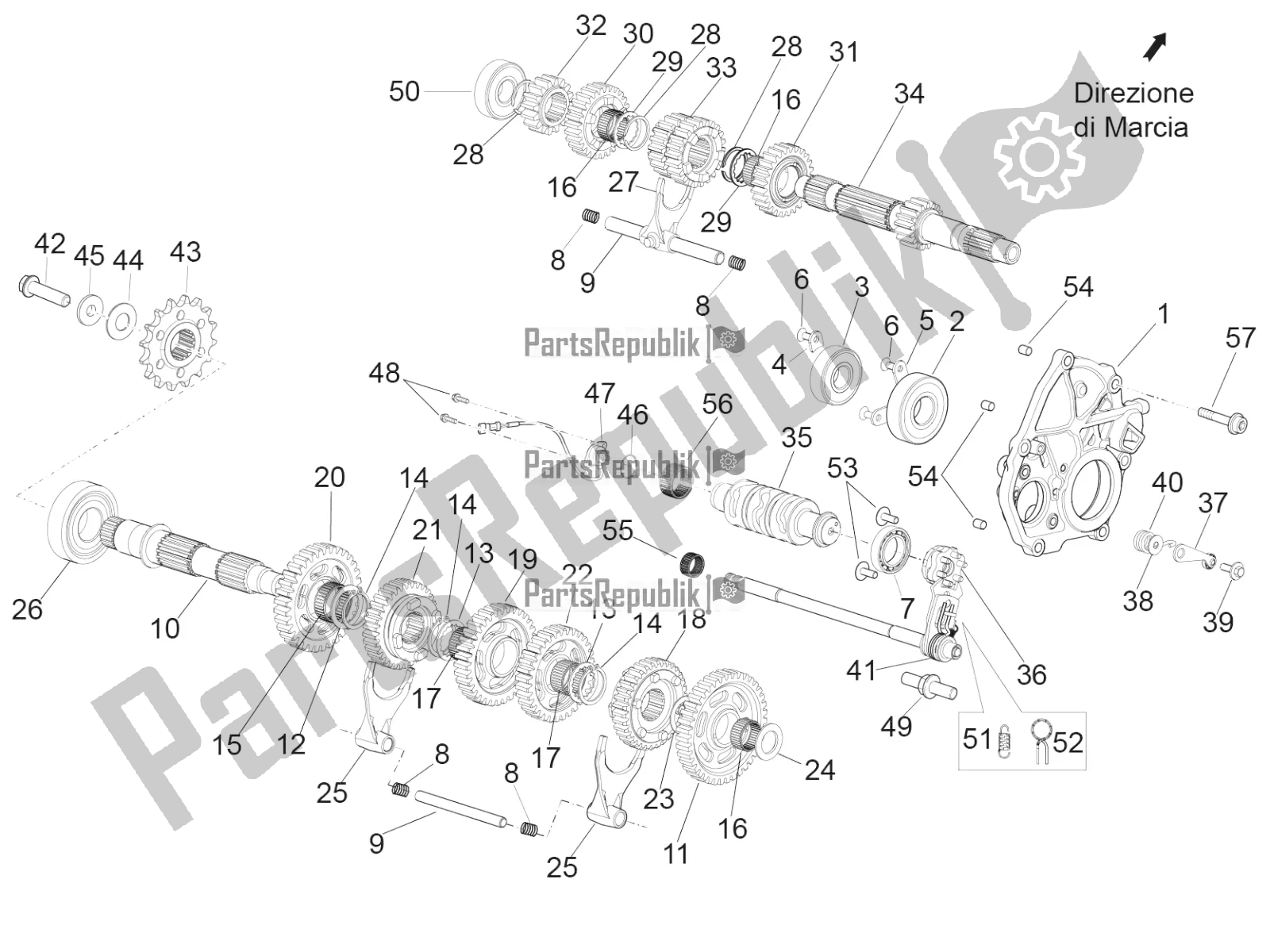 Todas as partes de Caixa De Engrenagens - Conjunto De Engrenagens do Aprilia RSV4 1100 Racing Factory ABS USA 2021