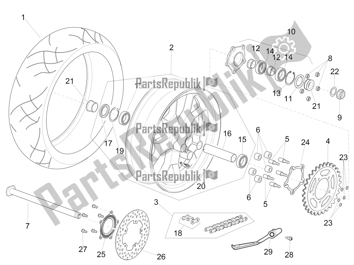 All parts for the Rear Wheel of the Aprilia RSV4 1100 Racing Factory ABS USA 2021