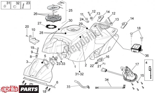 All parts for the Fuel Tank of the Aprilia RSV4 Aprc R 75 1000 2011