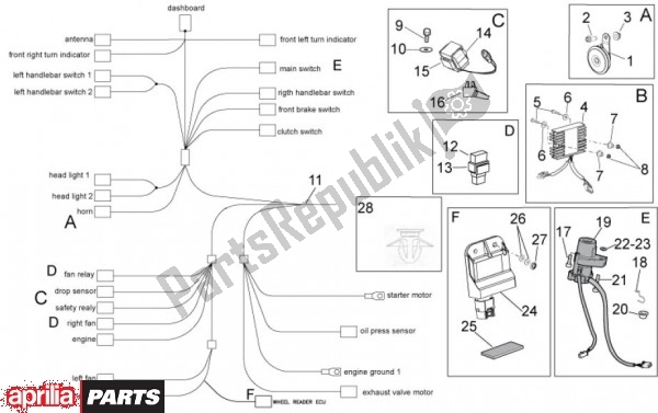 Wszystkie części do Regulator Napi? Cia Aprilia RSV4 Aprc R 75 1000 2011