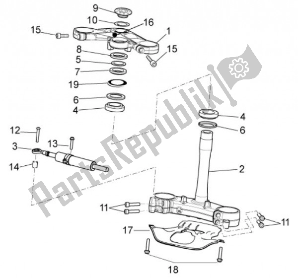 Tutte le parti per il Steering del Aprilia RSV4 Aprc R 75 1000 2011