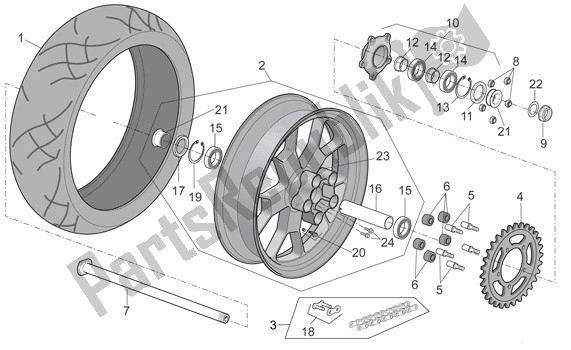 Toutes les pièces pour le Roue Arrière du Aprilia RSV4 Factory SBK Racing 49 1000 2009 - 2010