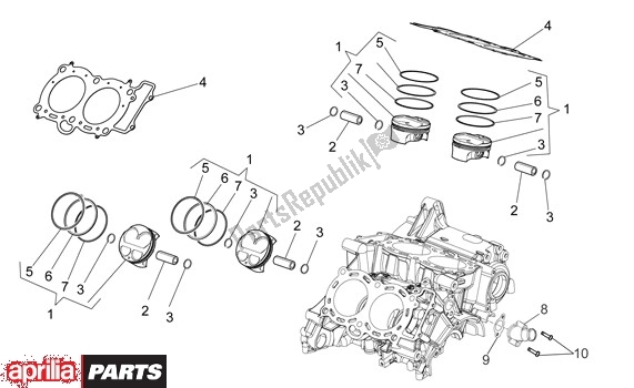 Alle onderdelen voor de Cilinder van de Aprilia RSV4 Factory SBK Racing 49 1000 2009 - 2010