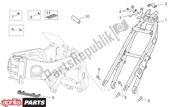 Todas as partes de Frame Ii do Aprilia RSV4 Factory SBK Racing 49 1000 2009 - 2010