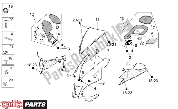 Todas las partes para Frontopbouw de Aprilia RSV4 Factory SBK Racing 49 1000 2009 - 2010