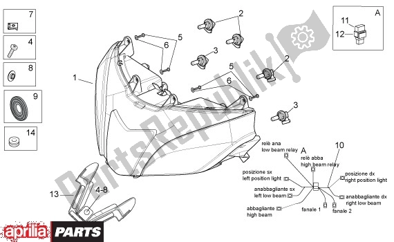 Tutte le parti per il Faro del Aprilia RSV4 Factory SBK Racing 49 1000 2009 - 2010