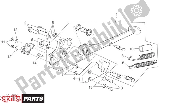 All parts for the Center Stand of the Aprilia RSV4 Factory SBK Racing 49 1000 2009 - 2010